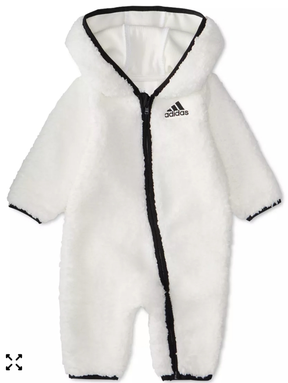 ​NWT Unisex Adidas Toddler Plush Sherpa Fleece Hooded Romper Jumpsuit 18M